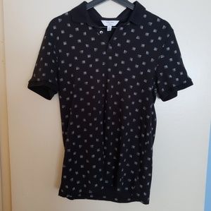 Calvin Klein Black Patterned Polo